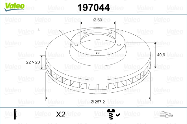 Brake Disc VALEO 197044