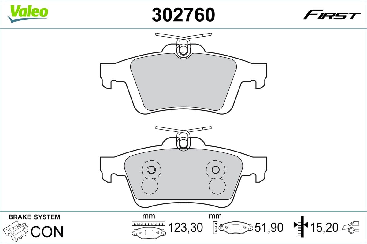 Brake Pad Set, disc brake VALEO 302760