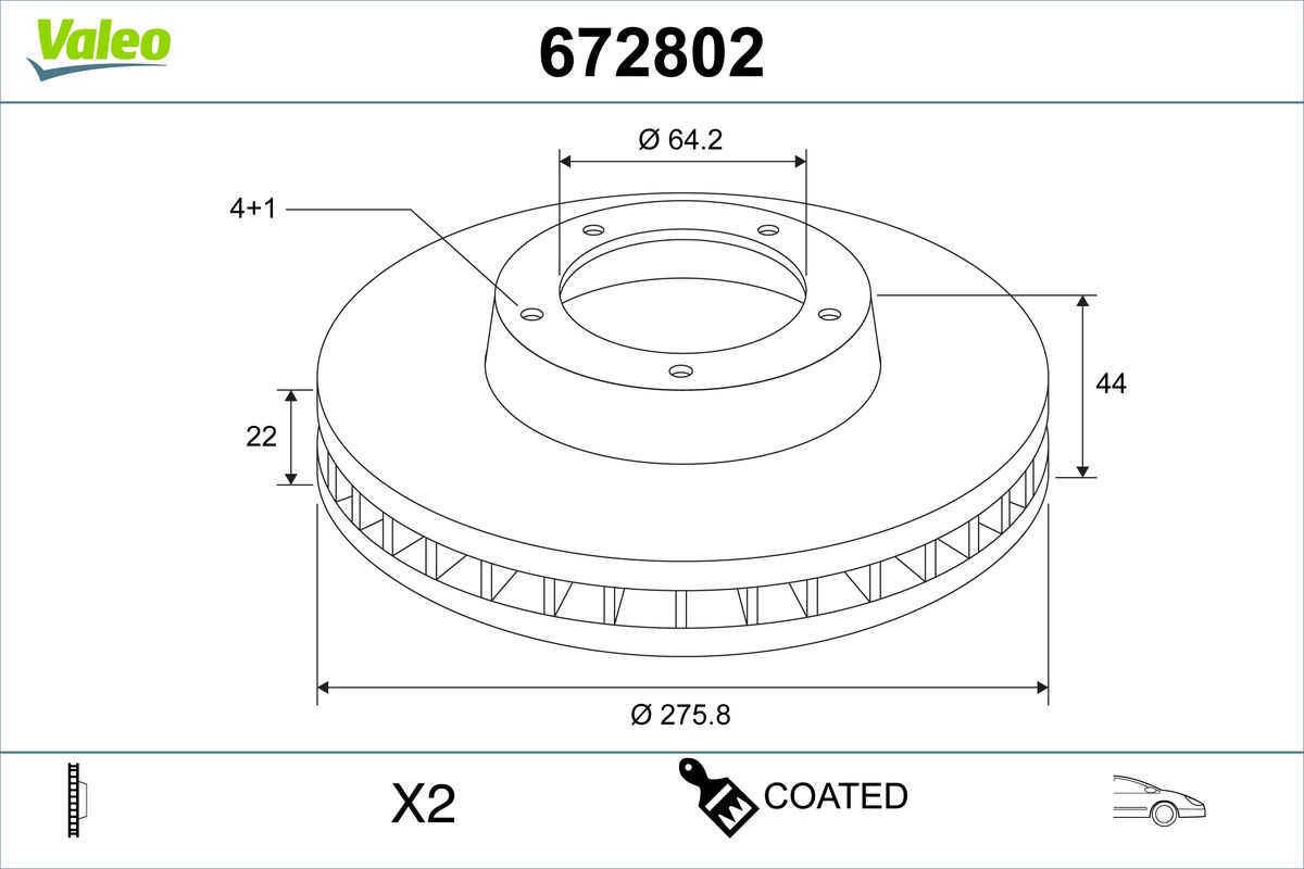 Brake Disc VALEO 672802