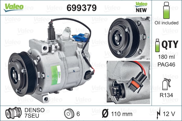 Compresor, aire acondicionado VALEO 699379