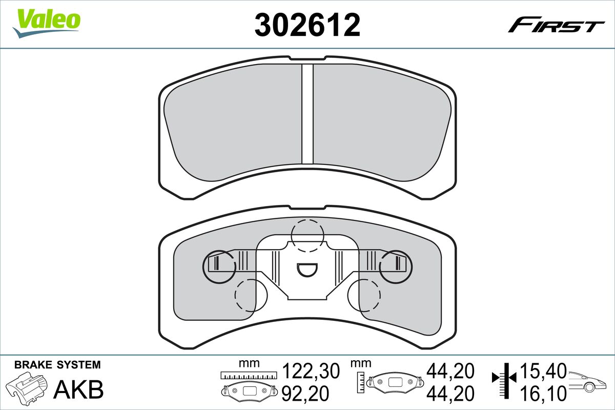 Brake Pad Set, disc brake VALEO 302612