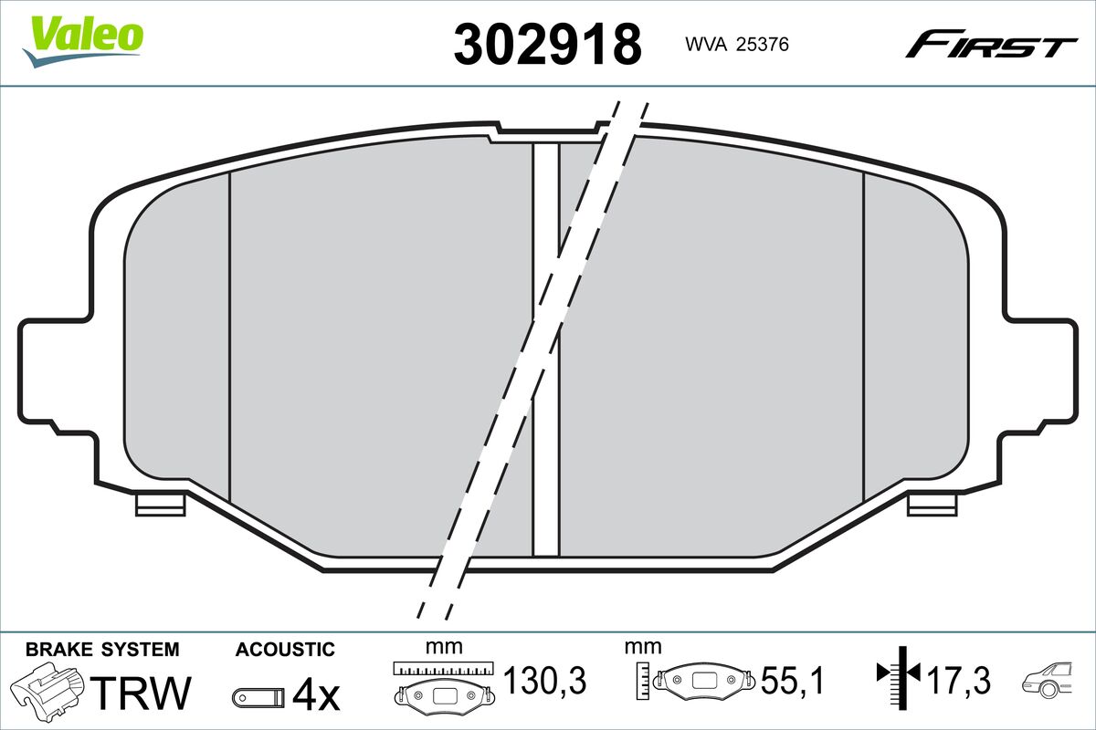 Brake Pad Set, disc brake VALEO 302918