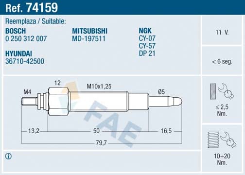 Glow Plug FAE 74159