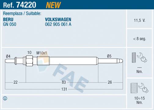 Glow Plug FAE 74220