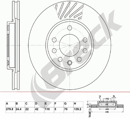 Brake Disc BRECK BR 310 VA100