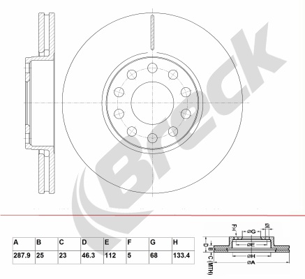 Brake Disc BRECK BR 336 VA100