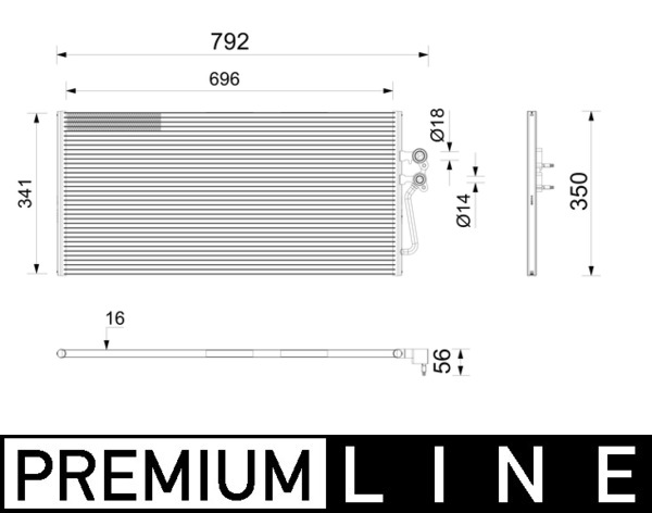 Condenser, air conditioning MAHLE ORIGINAL AC 1202 000P