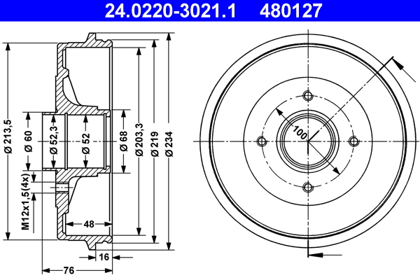 Brake Drum ATE 24.0220-3021.1