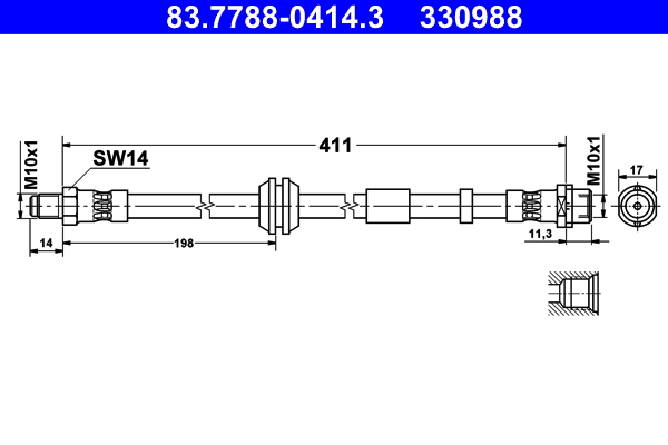 Brake Hose ATE 83.7788-0414.3
