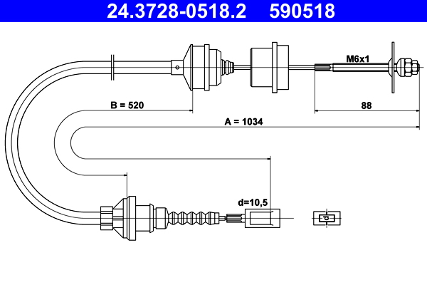Clutch Cable ATE 24.3728-0518.2