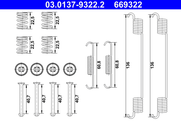 Accessory Kit, brake shoes ATE 03.0137-9322.2