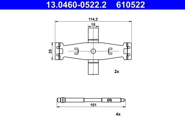 Accessory Kit, disc brake pad ATE 13.0460-0522.2