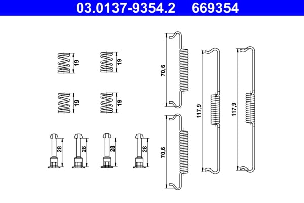 Accessory Kit, parking brake shoes ATE 03.0137-9354.2