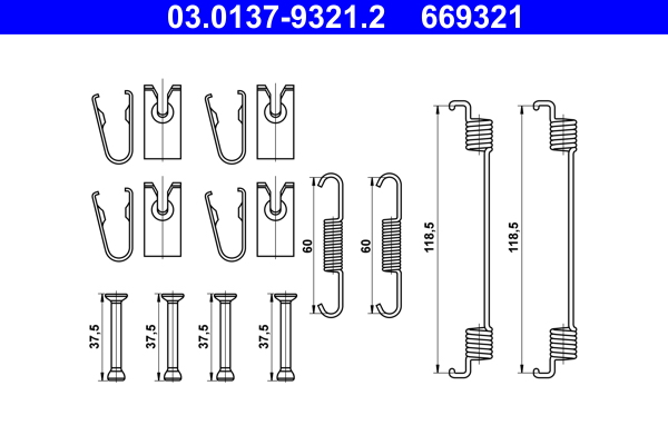 Accessory Kit, brake shoes ATE 03.0137-9321.2