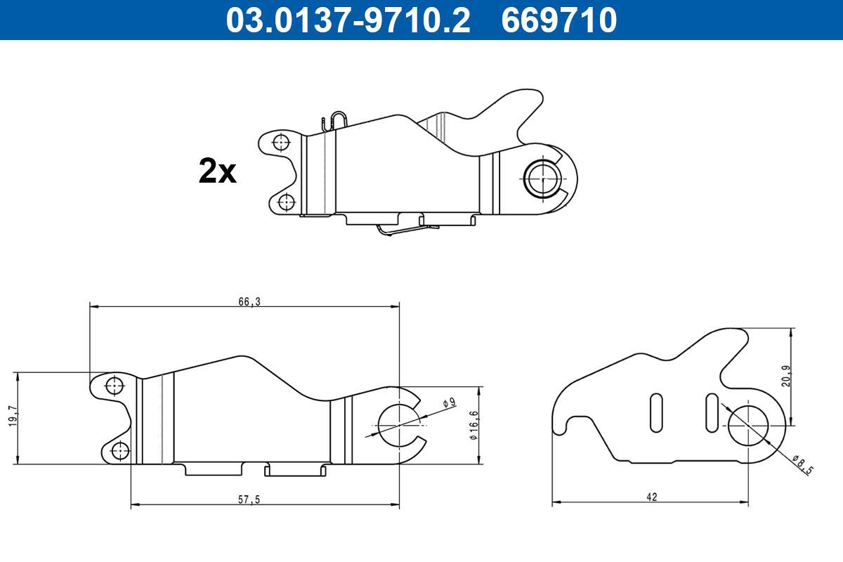 Accessory Kit, parking brake shoes ATE 03.0137-9710.2