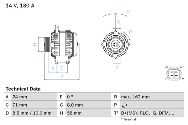 Alternator BOSCH 0 986 082 070