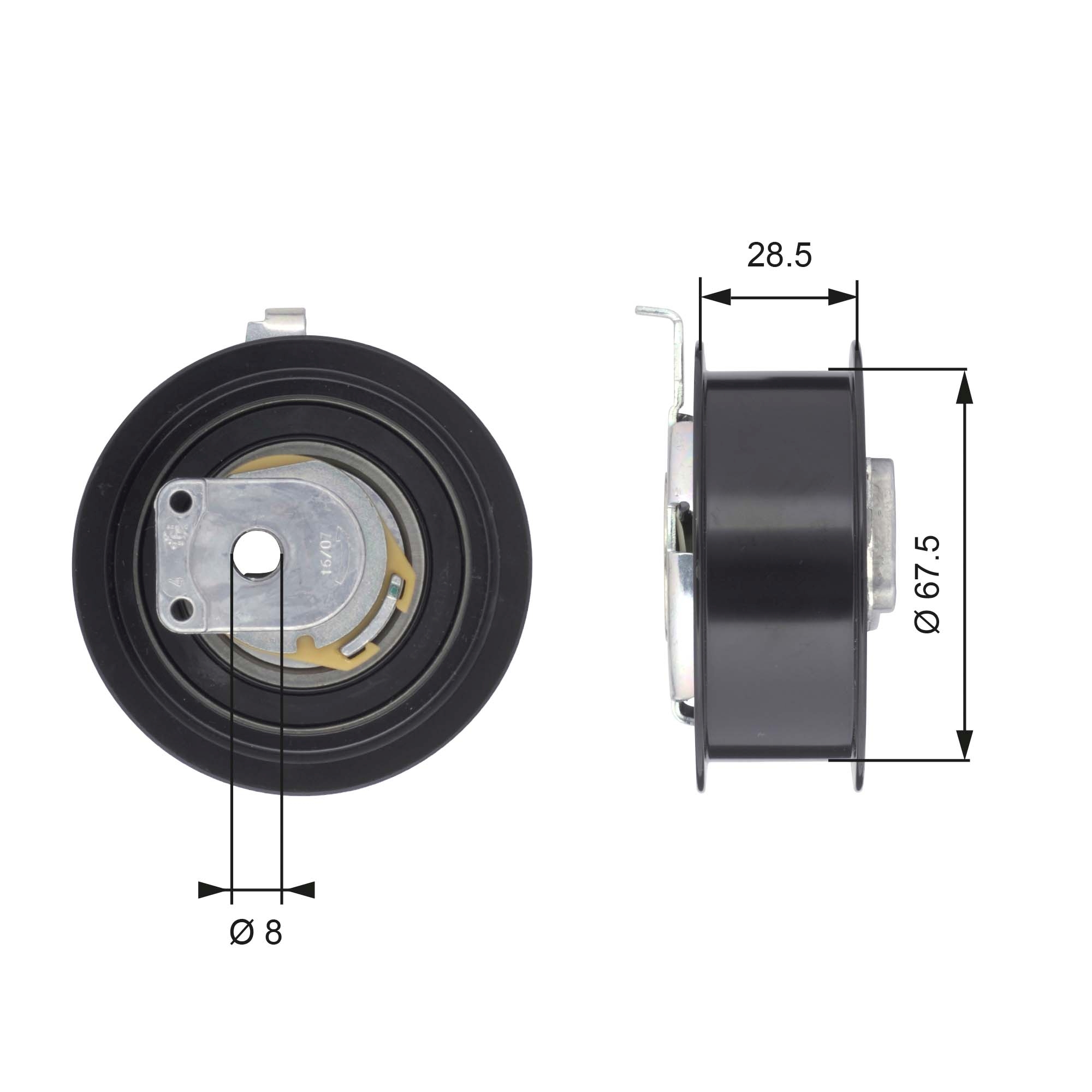 Tensioner Pulley, timing belt GATES T43110