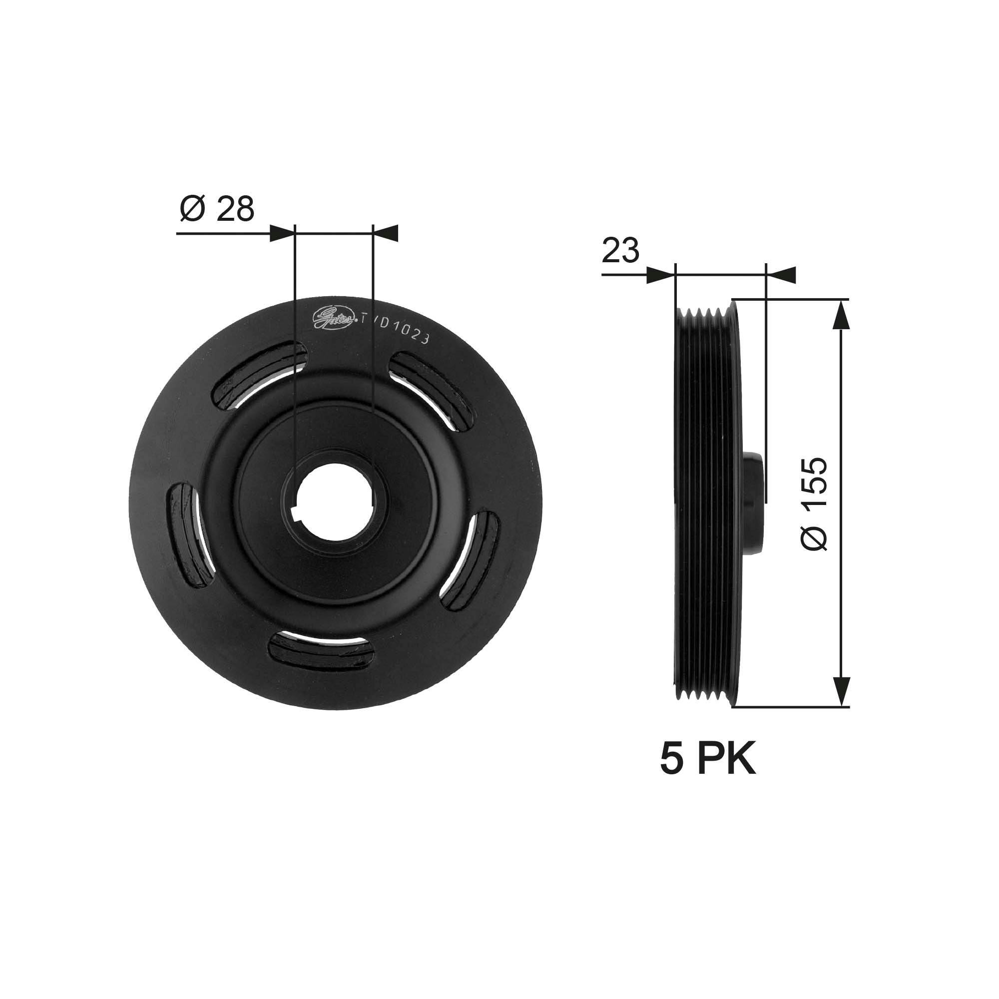 Belt Pulley, crankshaft GATES TVD1023