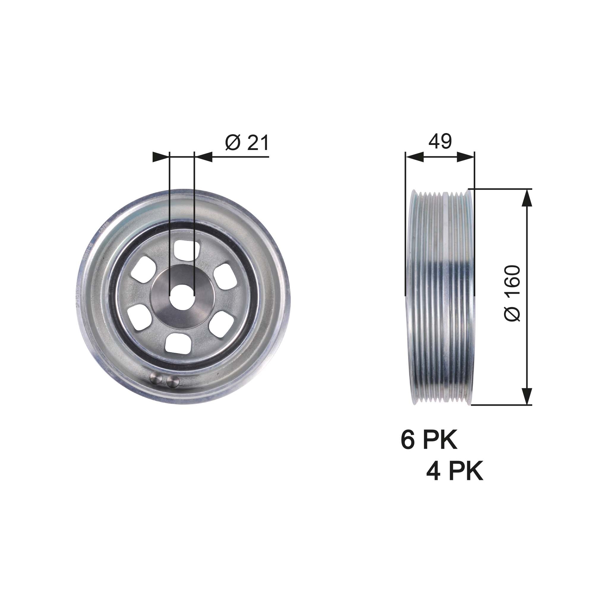 Belt Pulley, crankshaft GATES TVD1086
