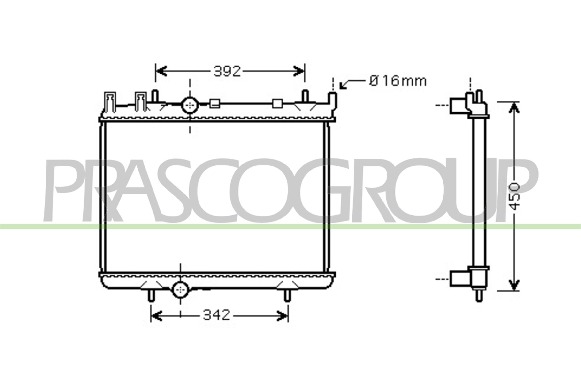 Radiator, engine cooling PRASCO PG009R016