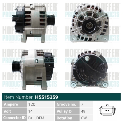 Alternator HOFFER H5515359