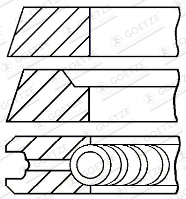 Piston Ring Kit GOETZE ENGINE 08-501807-00