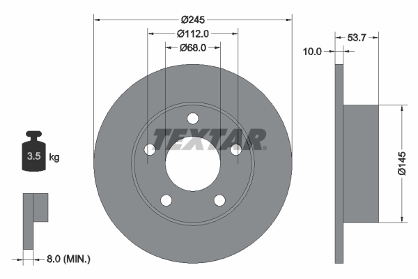 Brake Disc TEXTAR 92090800