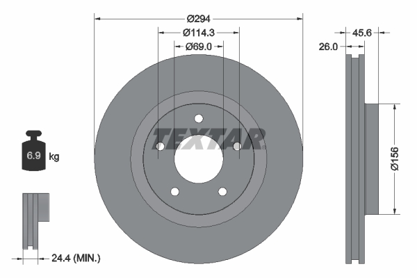 Brake Disc TEXTAR 92184403