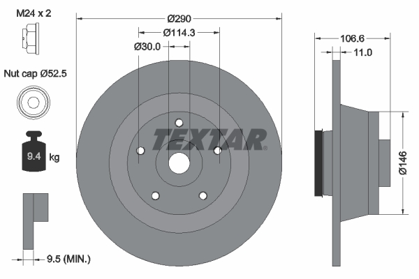 Brake Disc TEXTAR 92269603