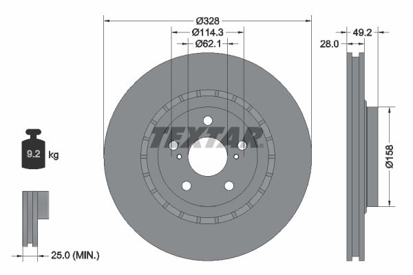 Brake Disc TEXTAR 92259403