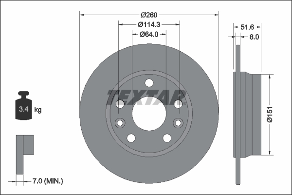 Brake Disc TEXTAR 92337703