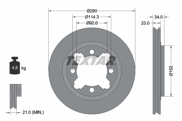 Brake Disc TEXTAR 92081500