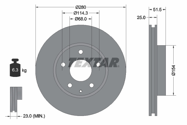 Brake Disc TEXTAR 92267503