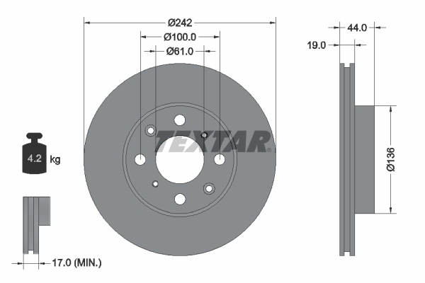 Brake Disc TEXTAR 92060700