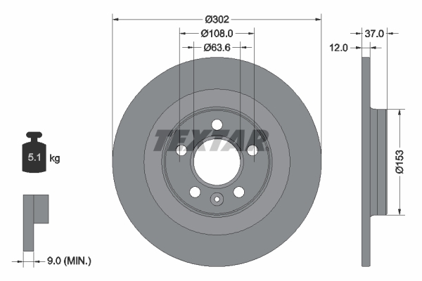 Brake Disc TEXTAR 92304703