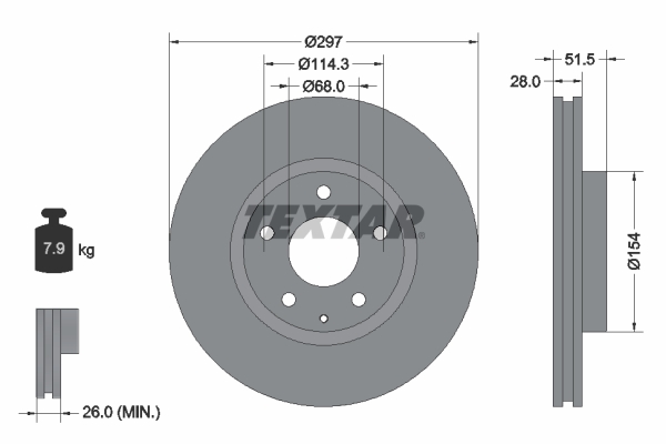 Brake Disc TEXTAR 92257403