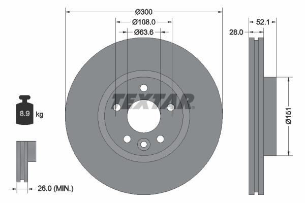 Brake Disc TEXTAR 92196905