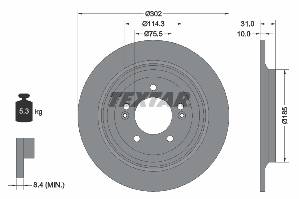 Brake Disc TEXTAR 92294803
