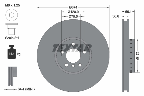 Brake Disc TEXTAR 92266325