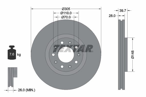 Brake Disc TEXTAR 92220803