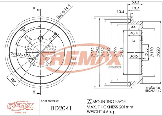 Brake Drum FREMAX BD-2041