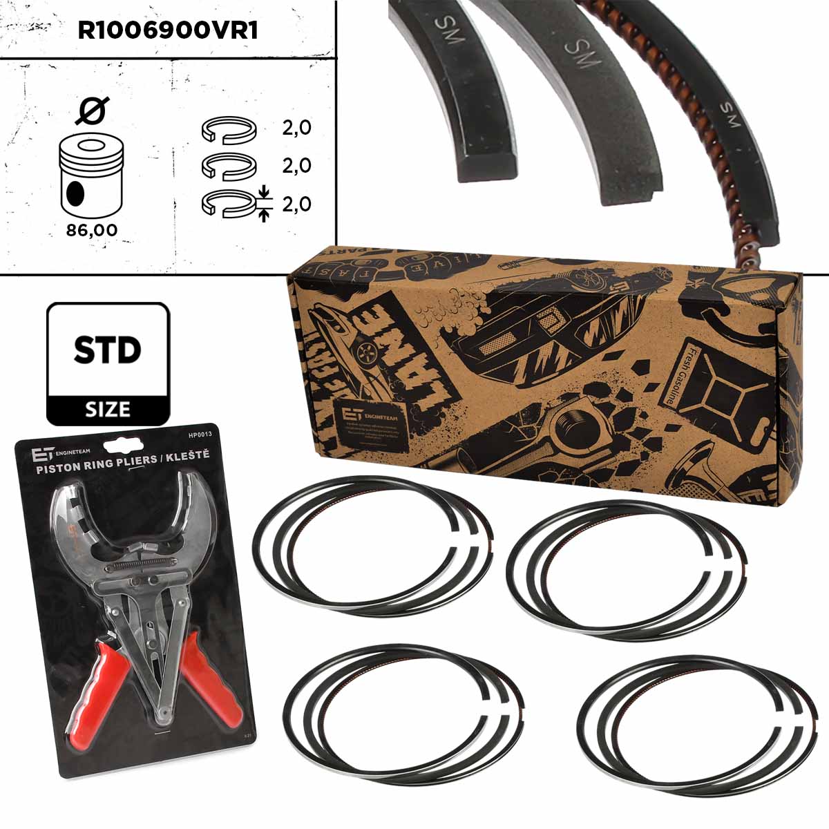 Piston Ring Kit ET ENGINETEAM R1006900VR1