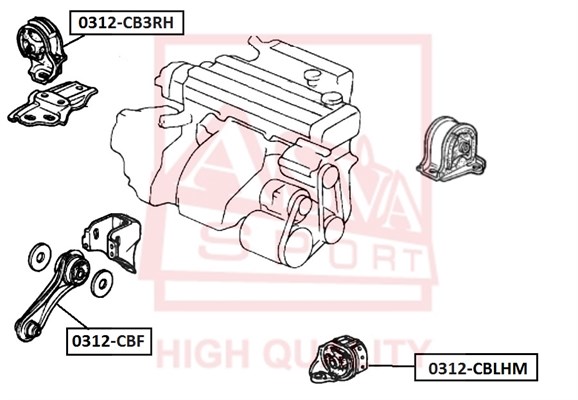 Mounting, engine ASVA 0312-CB3RH