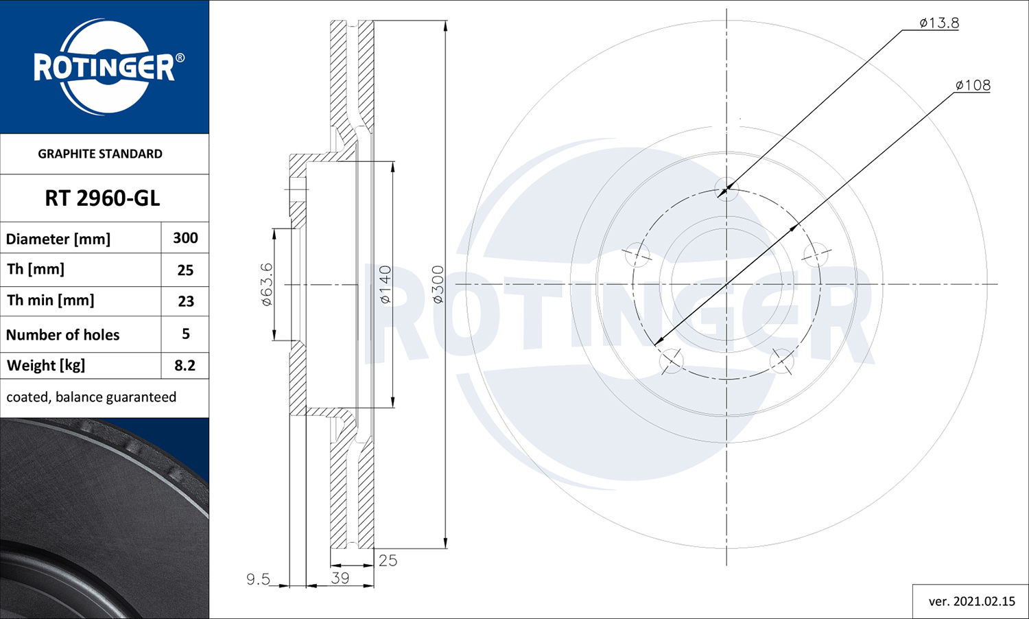 Brake Disc ROTINGER RT 2960-GL