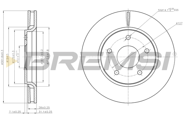 Brake Disc BREMSI CD7807V