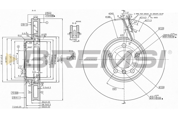 Brake Disc BREMSI CD8043VRD