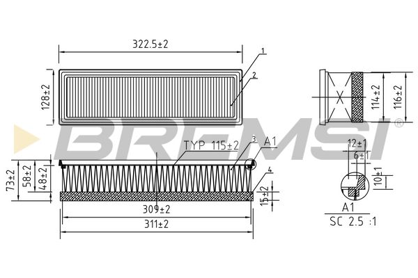Air Filter BREMSI FA0113