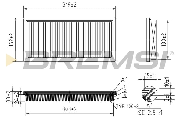 Air Filter BREMSI FA1031