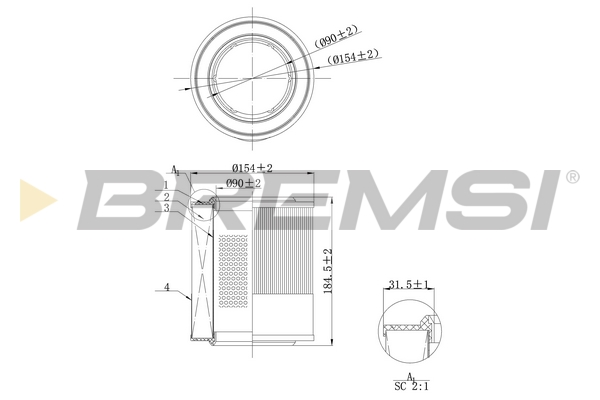 Air Filter BREMSI FA1104