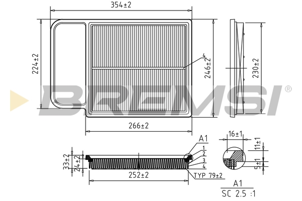 Air Filter BREMSI FA1634